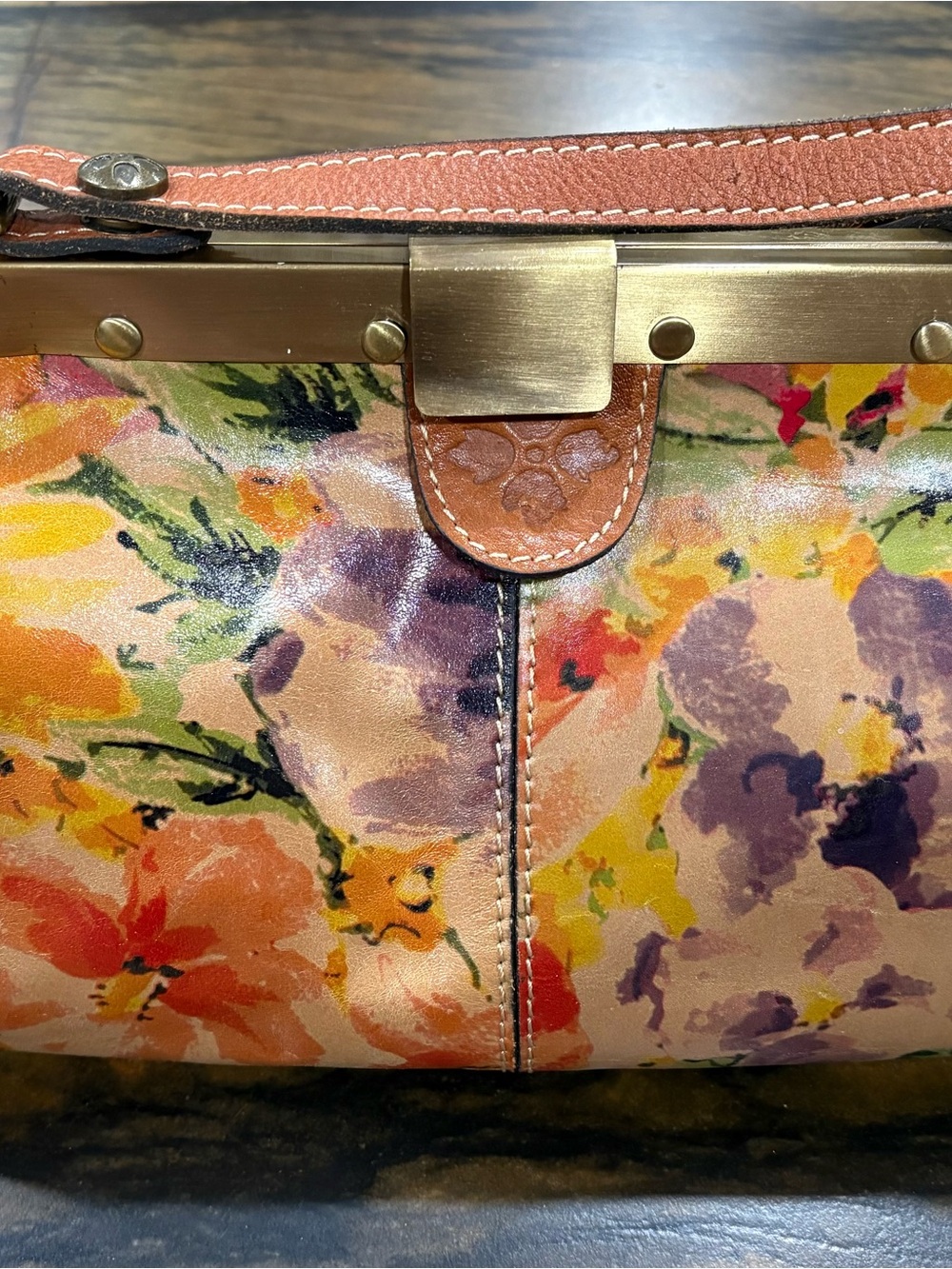 Patricia Nash Floral Leather Clutch in Pink, Yellow, Purple & Orange